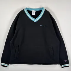 古着 チャンピオン Champion スウェット Vネック Cロゴ サイドポケット ビッグサイズ ワンポイントロゴ刺繍 XーLARGE  ブラック メンズ