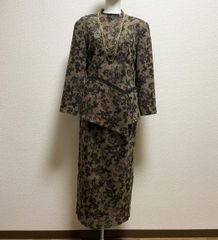 クラシカル LAST日本製  ミセス 秋冬セットアップ ロングススカートスーツ 9号M茶系