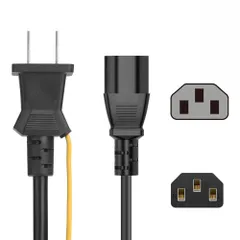 【人気商品】3ピン AC電源ケーブル 電源コード 1.2m【PSE認証済み】PS3、アンプ、PCのモニター 、プロジェクターパワーコード 電源ケーブル 電源変換ケーブル・アダプタ 3ピンソケット(メス)⇔2ピンプラグ(オス) 定格7A-125V