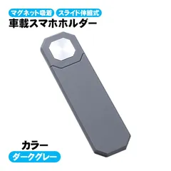 車載スマホホルダー モニター裏に貼り付けるタイプ マグネット吸着式 スライド収納式 磁力 磁石固定式 スマートフォンホルダー 車用品　対応機器：スマートフォン用　カラー：ダークグレー