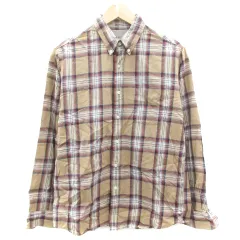 シップス SHIPS カジュアルシャツ 長袖 ボタンダウン チェック柄 マルチカラー M ライトブラウン 薄茶 /YM24