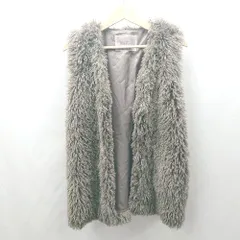 ◇ ⊇ one after another NICE CLAUP フェイクファー ノースリーブ ベスト サイズF グレージュ レディース E  【1504240011172】