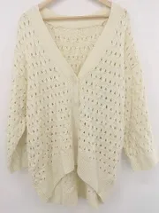 ◇ PATTERN TORSO antiqua 無地 Vネック ビッグシルエット 長袖 ニット カーディガン サイズF アイボリー系 レディース P 1308010010064のサムネイル