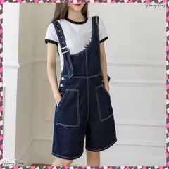送料無料 サロペットデニム レディース カジュアル オールインワン 無地 デニムパンツ ゆったり ショーパンサロペット 体型カバー オーバーオール 半ズボン おしゃれ 韓国ファッション 重ね着 膝上丈