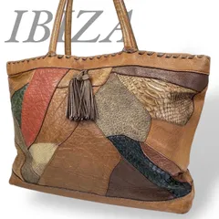 極美品✨IBIZA イビサ ハンド　トートバッグ ナイロン 本革　カーキ　舟形 爆買 日本製 ナイロン エコ トート ハンド バッグ A4 サイズ