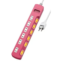 エレコム 電源タップ コンセント 雷ガード 個別スイッチ ほこりシャッター付 6個口 3m ピンク T-K6A-2630PN