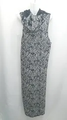 ◇ ⊂ antiqua アンティカ ペイズリー柄 総柄 ロング タイトワンピース サイズ表記なし ブラック系 レディース E  【1506300023743】