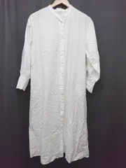 ◇ Θ natural couture ウエストベルト 長袖 膝下丈 シャツ ワンピース サイズF ホワイト レディース P  【1408200037397】
