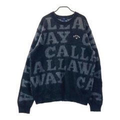 サイズ：4L CALLAWAY キャロウェイ  ニットセーター モヘヤ混 ロゴ総柄 ブラック系 [240101486674] ゴルフウェア メンズ ストスト