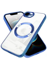 【新着商品】MagSafe対応 クリア レンズ保護 ケース カバー ワイヤレス充電 16e 耐衝撃 ハイブリッド7 iPhone スマホケース 1個入り シズカウィルRe ダークブルー