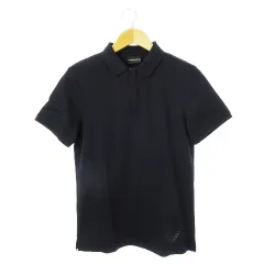 エンポリオアルマーニ EMPORIO ARMANI ポロシャツ フロントハーフファスナー 比翼 半袖 コットン フライス ロゴ ラバープリント M 紺 ネイビー /CK12 ■GY19のサムネイル