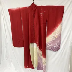 美品　【仕立上がり】　振袖　成人式　卒業式　晴れ着　赤　ピンク　桜　花柄　S　２