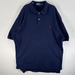 古着 90's/90年代 ポロバイラルフローレン Polo by Ralph Lauren 半袖 ポロシャツ ワンポイント ロゴ 刺繍 大きいサイズ 2ボタン XL  ネイビー 無地 メンズ
