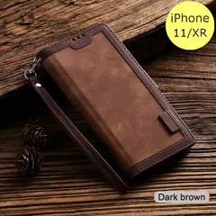 iPhoneケース レトロ 手帳型 iPhone 11 XR ブラウン スマホ アイフォン ケース B