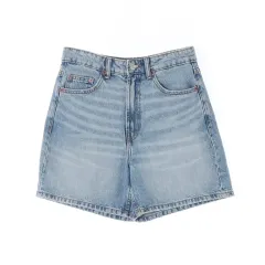 M ZARA(ザラ) ライトブルーデニム ハイウエスト デニム デニムハーフパンツ ショートパンツ