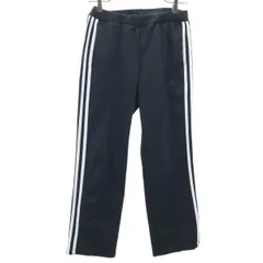 adidas アディダス ロングジャージパンツ M 黒 3ライン レディース 古着