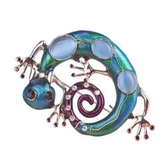 ジュエリー 子供用 ブルー オパール 男性用 水晶 レディース 動物 クリスタル メンズ ジュエリー ピン ホワイトデー ブローチ 人気 キャッツアイ お返し ブローチピン トカゲ バッジ MECHOSEN 面白い