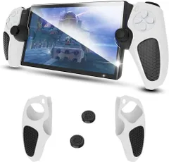 PS5 Portal ケース+コントローラー保護カバー2個セットPlayStation Portal ハンドル対応ケース シリコン 用保護カバー セパレート式 コントローラーに対応グリップキャップ 親指スティックキャップ付き 滑り止めデザイン保護カバー 全面