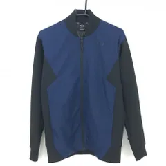 【超美品】オークリー 異素材ジャケット ネイビー×黒 ダンボールニット メンズ M ゴルフウェア Oakley