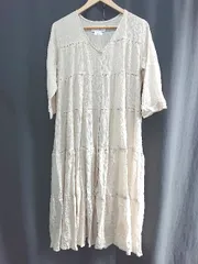 ◇ ⊂ CIAOPANIC TYPY シアー 七分袖 膝下丈 ティアード ワンピース サイズONE ベージュ レディース E  【1411070017369】