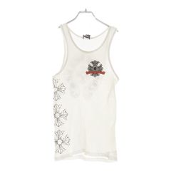 CHROME HEARTS (クロムハーツ) CH TANK 3CH PLS CHプラスプリント ホースシュー タンクトップ ノースリーブシャツ ホワイト