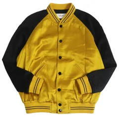 極美品□21SS CELINE/セリーヌ 2V87C851C THE DANCING KID TADDY JACKET スタッズ テディジャケット/スタジャン 黒×黄 46 伊製 正規品のサムネイル
