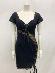 1392 JEWELS ジュエルズ　キャバクラ　ドレス　レース　リボン　ミニ　タイト　伸縮性　キャバドレス　M