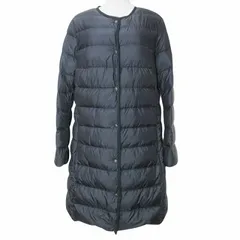 ユニクロ UNIQLO 19AW ウルトラライトダウンコンパクトコート ロング ノーカラー ナイロン パイピング ポケッタブル L 黒 ブラック X