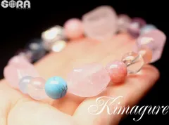 【限定1点モノ】店長の気まぐれシリーズ 5Aストロベリークォーツ カザフスタン産 5Aアリゾナ産ターコイズ（スリーピングビューティー） 5Aミルキークンツァイト SAクンツァイト SAロイヤルロンドンブルートパーズ ブレスレット