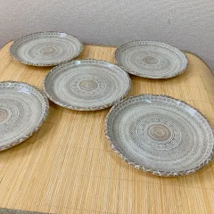 【有古窯】大皿 平皿 セット まとめ 食器 美濃焼 グレー 幾何学柄 総柄 平皿 和食 洋食 中華　刺身　ステーキ 焼き魚　エビチリ
