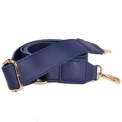 Lelotte ショルダーストラップ 太め バッグ用 単品 調節可能 付け替え 交換用 ショルダーベルト 革 (ネイビー)