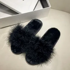 ☆ ブラック ☆ 38-39(23.5cm-24cm) ☆ スリッパ もこもこ pmyslimoko10 もこもこ スリッパ ルームシューズ ルームスリッパ 秋 冬用 前開きスリッパ ルームサンダル 室内履き オープントゥ ボア フェイクファー