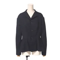 ヨウジヤマモトY’s ノーカラージャケット　ブラック　ウール100% WOOL/POLYESTER TROPICAL 2BS JACKET WITH COLLARLESS DESIGN(M