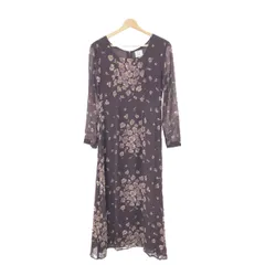 LAURA ASHLEY ローラアシュレイ  長袖ワンピース サイズ:7  パープル  レディース 花柄 スクエアネック ロング丈 ヴィンテージ　240001129000