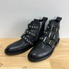 Zadig&Voltaire ザディグエヴォルテール 50661 Womens Black Leather Studded Straps Ankle Boots ショートブーツ スタッズ 40 10126713
