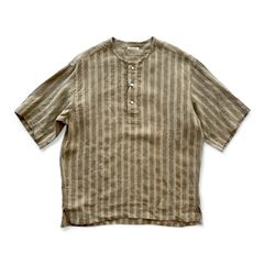 イタリア製 HERMES リブデザイン 半袖 サマー ニット Tシャツ L 茶 