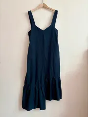ネイビー リネン ビスチェ ワンピース