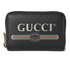 グッチ コインケース/カードケース GUCCI ミニ財布/小銭入れ ヴィンテージロゴ プリント ブラック 496319 未使用