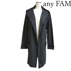 any FAM エニィファム 美品 レディース カーディガン 冬 フード付き ロングニットカーディガン 千鳥柄 紺 ネイビー Mサイズ 上品 きれいめ 大人可愛い おしゃれ エレガント 暖かい 防寒 羽織り 