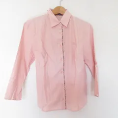 美品 BURBERRY BLUE LABEL バーバリーブルーレーベル ノバチェックパイピング 長袖 シャツ 38 ピンク レディース 古着 中古 USED