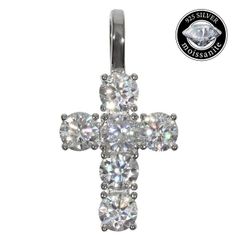 モアサナイト ベイビークロス ペンダントトップ Moissanite 4mm スモールサイズ シルバー925 メンズ 鑑別カード付