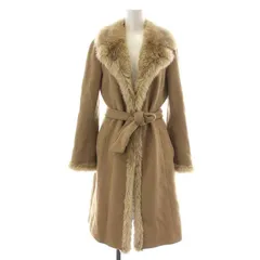 バーバリーブルーレーベル BURBERRY BLUE LABEL フェイクファーコート ロング リボンベルト 裏地ノバチェック 38 M ベージュ /NW12のサムネイル