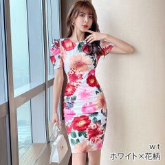 【グラシア】キャバドレス ミニドレス ワンピース キャバ嬢 キャバクラ ラウンジ 半袖 伸縮性 ミニ丈 花柄 レディース
