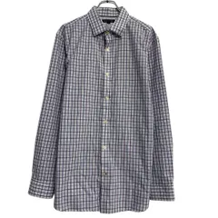 BANANA REPUBLIC 長袖 チェックシャツ XL ホワイト パープル バナナリパブリック ボタン ビッグサイズ 古着卸 アメリカ仕入 a702-5900のサムネイル