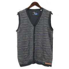 ディーゼル DIESEL ベスト ニット 総柄 ネイビー L