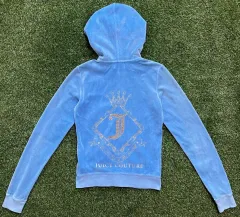Y2K JUICY COUTURE(ジューシークチュール) ベルーア スカイ 青 ジップアップ フーディー