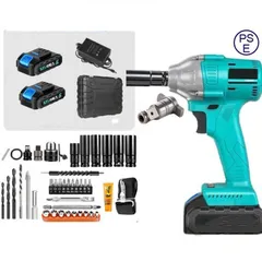 ◇未使用品 電動インパクトレンチ 無段変速 正逆転両 700N.m 多点セ ット ー1台4役 バッテリー 2 本付き 充電器付き