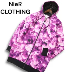 NieR CLOTHING ニーア クロージング ストレッチ★ 花柄 抽象柄 総柄 ジップ フーディー パーカー Sz.F メンズ