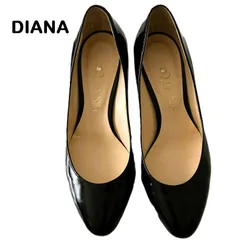 【DIANA/ダイアナ】エナメルパンプス ブラック 黒 ヒール パンプス 22.5cm(中古)