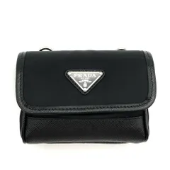 プラダ PRADA ポシェット サフィアーノ ナイロン 2ZT022 ブラック ショルダー ポーチ RE-NYLON レディース【中古】